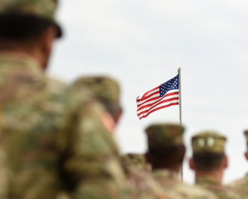 soldiers with the american flag